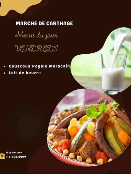 Menu du jour chez marché Carthage