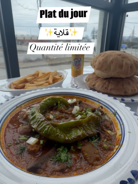 Klaya tunisienne avec tabouna, frites et boissons