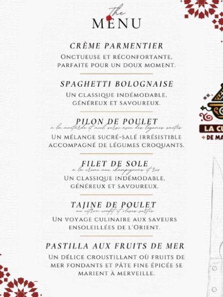 Le Menu – La Cuisine de ma Mère