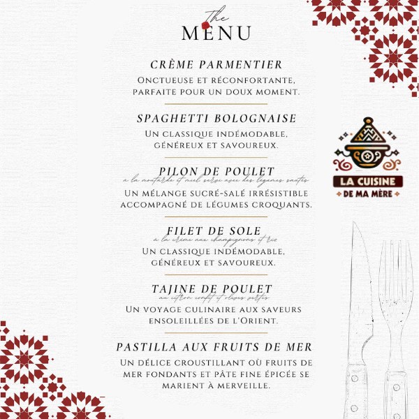 Le Menu – La Cuisine de ma Mère