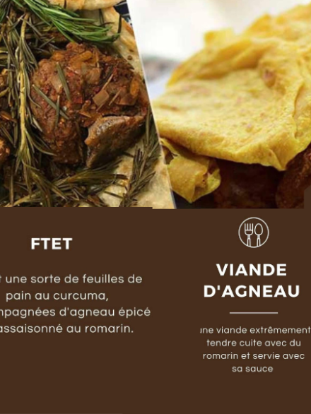 plat du jour - Ftet et viande d'agneau halal