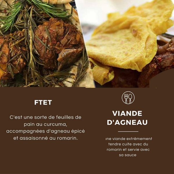 plat du jour - Ftet et viande d'agneau halal